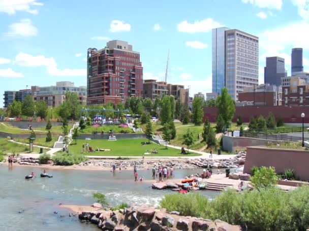 Downtown Denver to Platte River Falls Stock Video